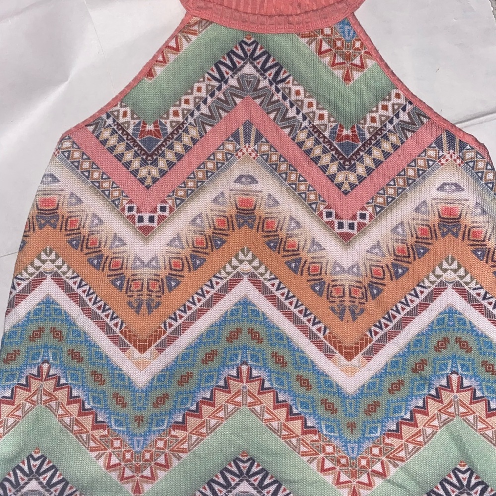 Multicolor Chevron Halter Tank Top